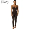 Jumpsuits voor dames rompreren Jusahy Leopard Print Flocking Jumpsuit voor dames mode mouwloze backless vormgevende casual high street dames kleding wx