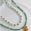 Colliers de perles conception d'origine Stone Natural Green Circular Collier Niche Niche Niche Niche Niche en forme de coeur