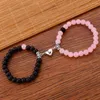 Strand 2pcs Artificial Crystal Magnet Bracelet Exquisite Rice Bead Peach Heart Colorful Personality Couple Hand Chain