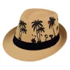 Berets modne mężczyźni letni kapelusz lekki druk drzewa przenośna okshada słońca ojciec słomy anty-uv
