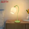 Tafellampen ligplaats Noordse LED -bureaulamp creatief groen glas verlichting modern decor voor huis woonkamer slaapkamer bed