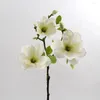Fiori decorativi 3 teste artificiali open magnolia ramo di casa decorazione del matrimonio sala da tavolo vaso per vaso floreale flores flores fai da te