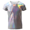 Mans t-shirt camisetas hombre imitation läder shinny män t shirt streetwear tee shirt homme is silk hajujuku herrar kläder 240513