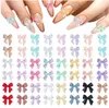 50 st aurora akryl 3d nagelkonst båge charm för naglar dekoration design kawaii manikyr tillbehör bow-knot diy hantverk leveranser 240514