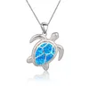 Top Ocean Animals Collection Blue Opal Sea Turtle Pendant 925 Silver Necklace for Women Gfit1502596