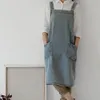Koreańska dama ubiór dżinsowy fartuch dla kobiety bawełniany tkanina ogrodowa kuchnia pieczenia fartuchy domowe akcesoria do czyszczenia 240429