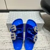 dd slide Slippers rhinestone buckle slippers Women Metal Chain Sandals Flats Platform Slide with box kksfe3