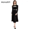 Sukienki robocze Monaaaiyi Projektant mody garnitur damski długie rękawy Krótki szal szczyty czarne seksowne aksamitne podzielone szelki sukienki 2pcs