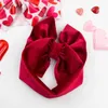 Accessoires de cheveux 2pcs / lot Velvet Baby Valentines Day Bands Gift Photography Props coeur Shap Big Bow Bandbands de cheveux coréens