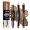 Yanqina Double Head Sculpture Stick Highligted Stéréoscopic Decoration Shadow V Face 2-en-1 Makeuvré de beauté surtout en surbrillance