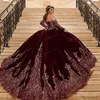 Burgendy 2021 bollklänning quinceanera klänningar brudklänningar älskling långärmad söt 15 16 klänning vestidos de xv a os anos 285p