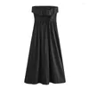 Casual Dresses 2024 Summer Sexy Girl Slim Waist Tube Top Dress One-neck Off-shoulder Black Temperament Long Skirt