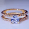 2024 NOWOŚĆ 14K ZŁOTA DOUBLE DIOND Crown Ring Diamond Princess Pierścienie zaręczynowe dla damskiej biżuterii mody damskiej
