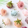 Fleurs décoratives 5pcs Silk Artificiel Round Heart Rose Head for Christmas Waths Decor Wedding Arch Accessory Home Ornemental Flowerpot