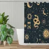 Cortinas de chuveiro Sol e lua astronomia Witch Zodiac Estrela impermeável Decoração CreativeBathroom com ganchos Acessórios domésticos