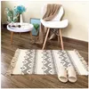 Carpets Boho Decor Geometric Patern Tassel Bohemia Handmade Cotton Macrame Anti-Slip Take Toven Mat Porte-Floor Bath Tapis 60x90