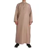 Moslim Islamitische gewaden Kleding Heren Arabisch gewaad Retro lange mouw thobe gewaden vaste kleur losse Dubai Saoedi -Arabische kaftan shirt top 240506