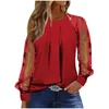 Women's T Shirts Fashion Casual Loose Comfort Solid Colour Long Sleeve Mesh Splicing T-shirt Spring Ropa De Mujer Ofertas