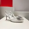 Rene Caovilla Crystal Sandals Designer Womens Shoes High Heels Luxury Rhinestone Ring Wedding Back Strap Shoe 7.5cm Stileetto Heeled Designers Sandal 35-43