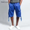 Menslast Shorts Sexiga Half Pants Blue White Patchwork Lace-Up Pocket Man Sweatpants Summer Fashion Hip Hop Shorts 240513