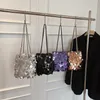 Women Bag Sequins Handbags Silver Small Tote Bling Fashion Lady Bucket Girls Glitter Purses 240506