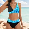 Women's Swimwear 2024 Summer High Waisted Bikinis Two Pieces Set Mixed Colors Sexy Push Up Plus Size Swimsuit Beachwear Bathing Suits