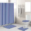 Rideaux de douche rideaux de salle de bain à rayures en noir et blanc ensemble créatif géométrique moderne de décoration intérieure tapis de bain de bain