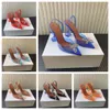 Chaussures de créateurs Femmes Sandales Designer sandales talons sandales pantoufles en soie Luxury chaussures transparentes Party High Heels Sun Bow Stud