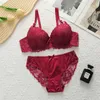 Bras Sets Lace Lingerie for Women Bra Set Floral 3/4 Cup with Stl Ring Push Up Underwear Panty Set Fashion Beautiful Lady Top Bra Y240513