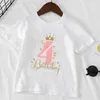 T-shirty T-koszulka dziecięce liczby urodzinowe 1-10 Koron Koszulka Summer Girl