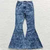 Kläder sätter västerländsk mode vuxen blå vit och grå randig denim byxor grossist boutique flicka jeans