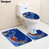 Bath Mats Thregost Microfiber Bathroom 3pcs Christmas Printed Anti-Slip Rugs Modern Washing Mat Flannel Toliet Rug