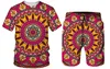 Летние африканские наряды 3D Printed Sport Men Shorts Suits Vintage Casual 2 Piece T Shirtshorts Fashion Male Suit набор 240426