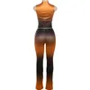 STYLISH LADY Gradient Color 2 Piece Set Women Cut Out Sleeveless Crop Top and Skinny Pant Suits 2024 Summer Sexy Club Outfits