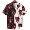 Chemises décontractées pour hommes 3D Horror Devil Imprimé de la chemise à manches courtes Collit Down Down Cardigan boutonné Tops Fashion Trend Regar Fit Drop Del Dhh3d