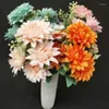 Fleurs décoratives 10 têtes dahlia simulation bouquet plastique plastique artificiel silk décoration de mariage fête de mariage faux