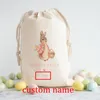 Gift Wrap Personalised Pink Blue Bag Happy Easter Egg Hunt Basket Children Kid Boy Girl Sack Toy Bucket