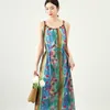 Women's Runway Dresses Spaghetti Straps Floral Printed Loose Design High Street Fashion Casual Holiday Mid Vestidos