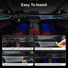 Dekorativa lampor 22 i 1 Universal Neon Lamp Ambient Light for LED Interior Car USB Akryl Guide Fiber Strip Decoration Kit Light App Control T240509