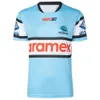 Jerseys de rugby NRL Jersey de oliveira 2024 2023 Sharks Home and Away Treination Kit Camisa de esporte de manga curta curta