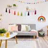 Figurines décoratives 3 pièces Tassel Garland Pom Ball Banner Macrame Mur arc-en-ciel décor suspendu pour les ornements de fête à la maison