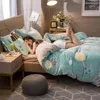 Bedding Sets 3D Flannle Fleece Set Winter Warm Printed Cashmere Duvet Velvet Flower 4pcs Blue Snowflake Bedclothes Cover