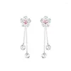 Bengelen oorbellen esthetische romantische roze kersen bloesem kwel vrouwelijke bloemen niche zoete design zomerjurk met