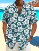 Herrskjorta sommar hawaiian skjorta avslappnad skjorta strandskjorta korta ärm blommor växter lapel hawaiian semesterkläder kläder 240514