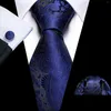 Bow Ties Fashion Red Paisley Men's Slips för bröllop smoking klassisk svart fast slips med Pocket Square manschettknappar Set Man Business