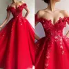 2022 BONITO Árabe fora do ombro Red Lace Night Apliques Apliques Plus Tamanho Sexy Backless Party Dress BC1458 B0417Q 251C
