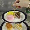 Пластины фруктовая доска домохозяйство двойной слой торт полки десертная керамика настольное украшение