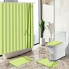 Shower Curtains Zen Spa Themed Bathroom Sets Green Bamboo Stone Flowers Water Non-Slip Carpet Toilet Cover Floor Mat Washable