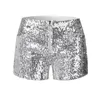 Kobiety błyszczące cekinowe szorty kieszonkowe kieszonkowe mini talia mini taniec krótkie spodnie w lupgy comfy klubowa mejr cortos 240514