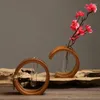 Vaser naturlig bambublomma vasarrangemang hem dekoration hydroponiska växter container kinesisk stil trä teströr